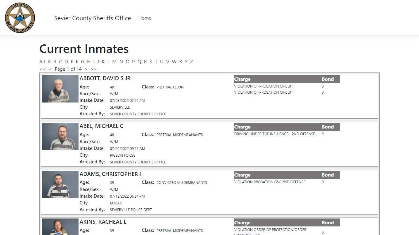 Inmates - ISOMS Portal - Sevier County, Tennessee
